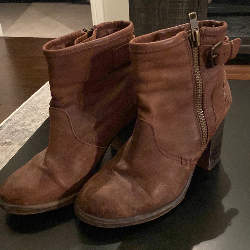 Heeled Brown Leather Booties